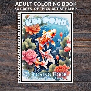 Koi Pond - Spiral Bound Adult Coloring Book - Thick Artist Pape…